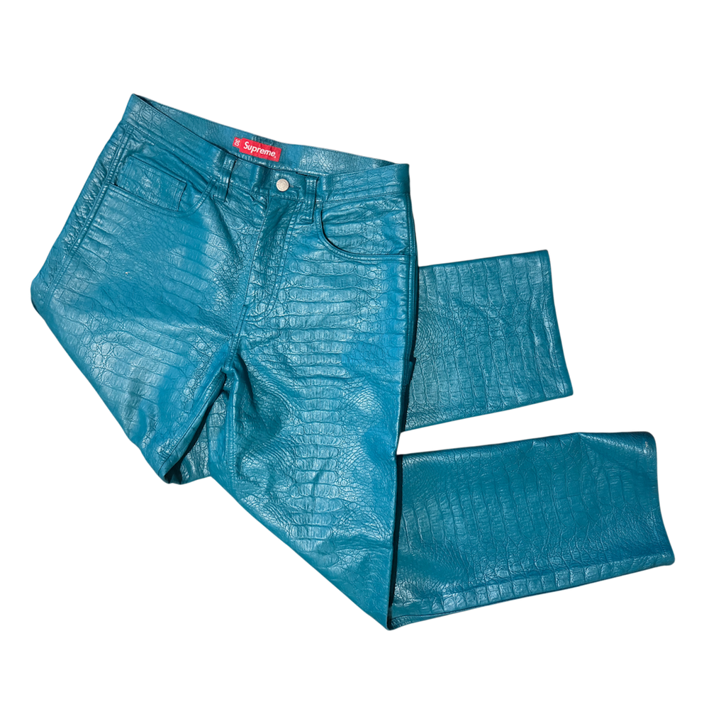 Teal Blue Supreme Embossed Pants