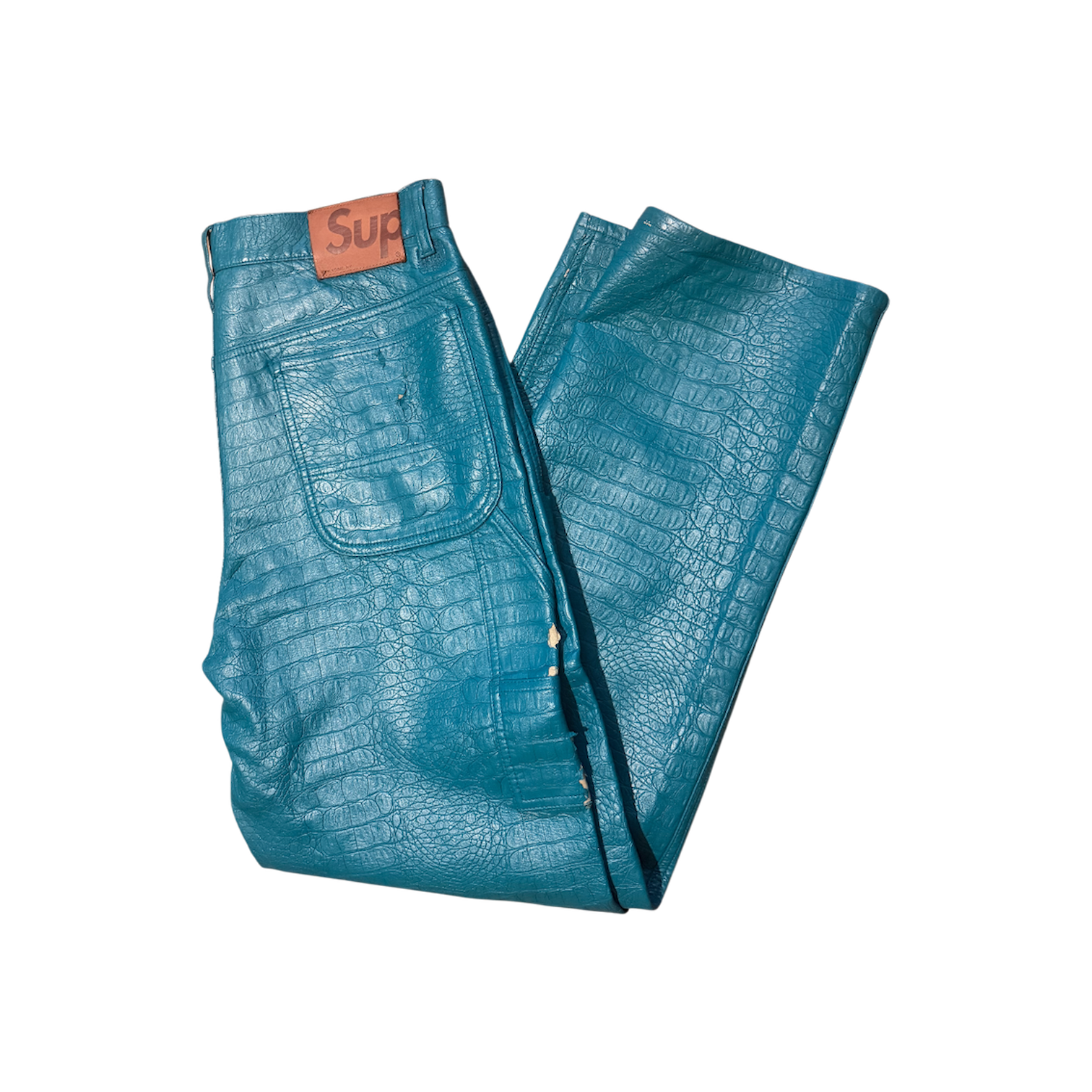 Teal Blue Supreme Embossed Pants