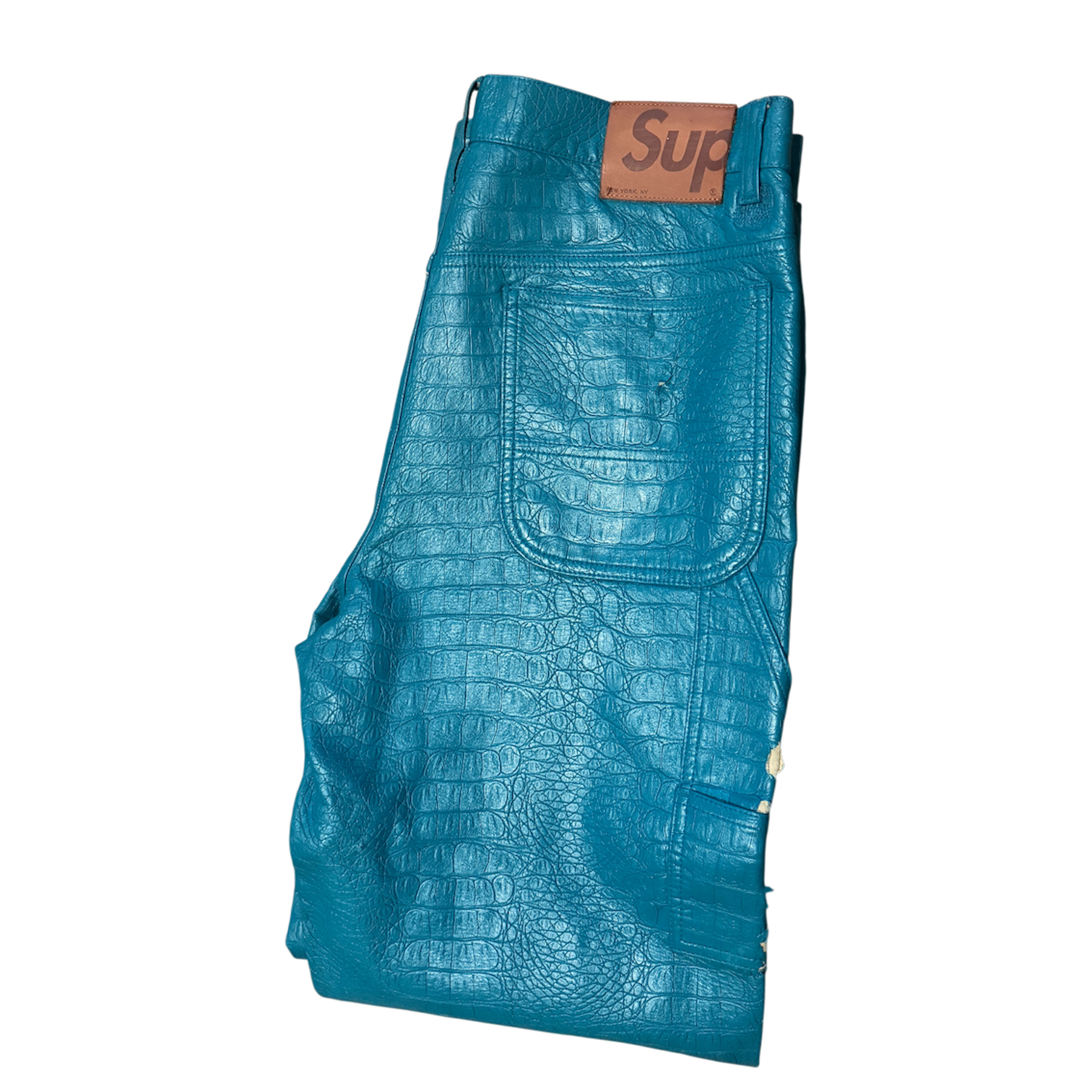 Teal Blue Supreme Embossed Pants