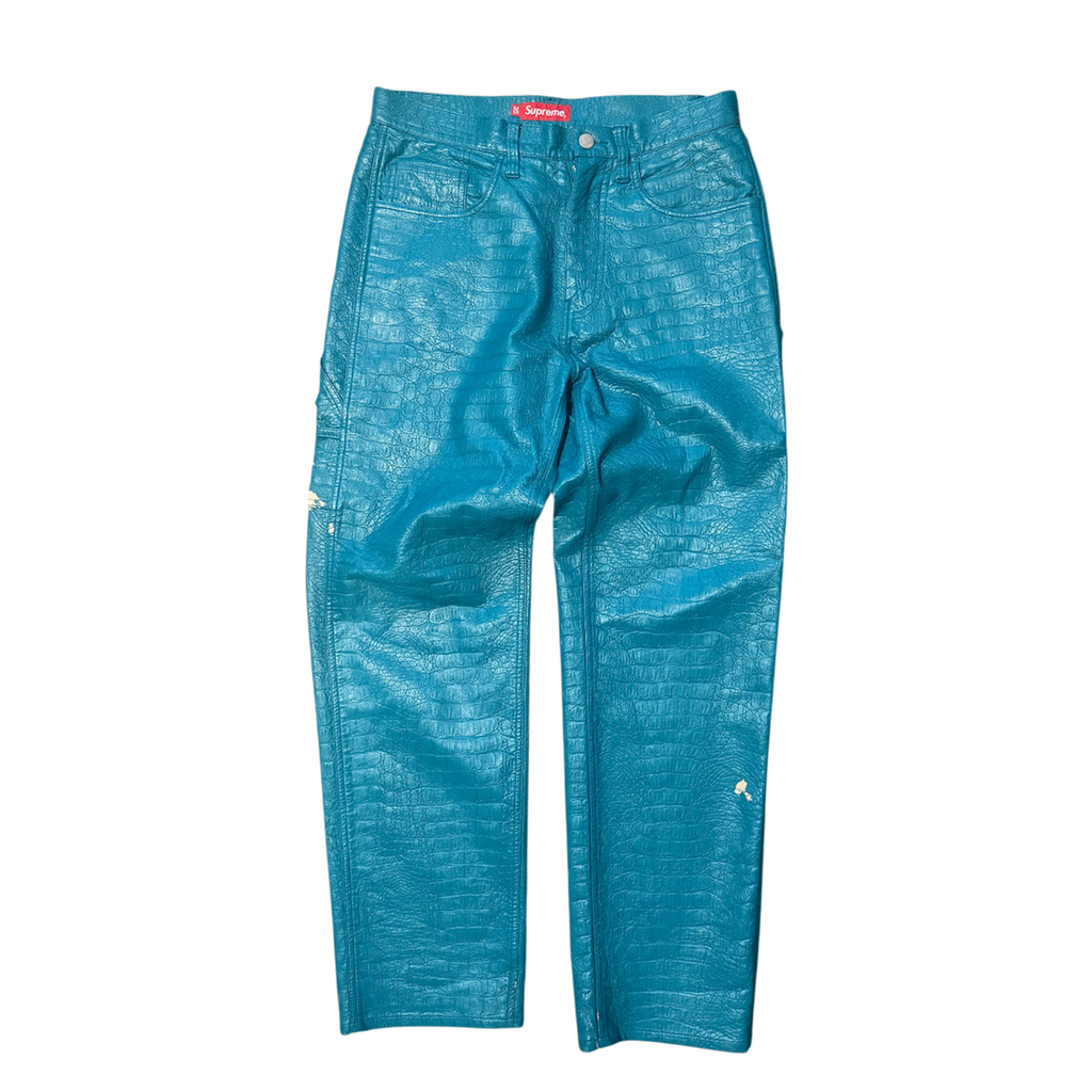 Teal Blue Supreme Embossed Pants