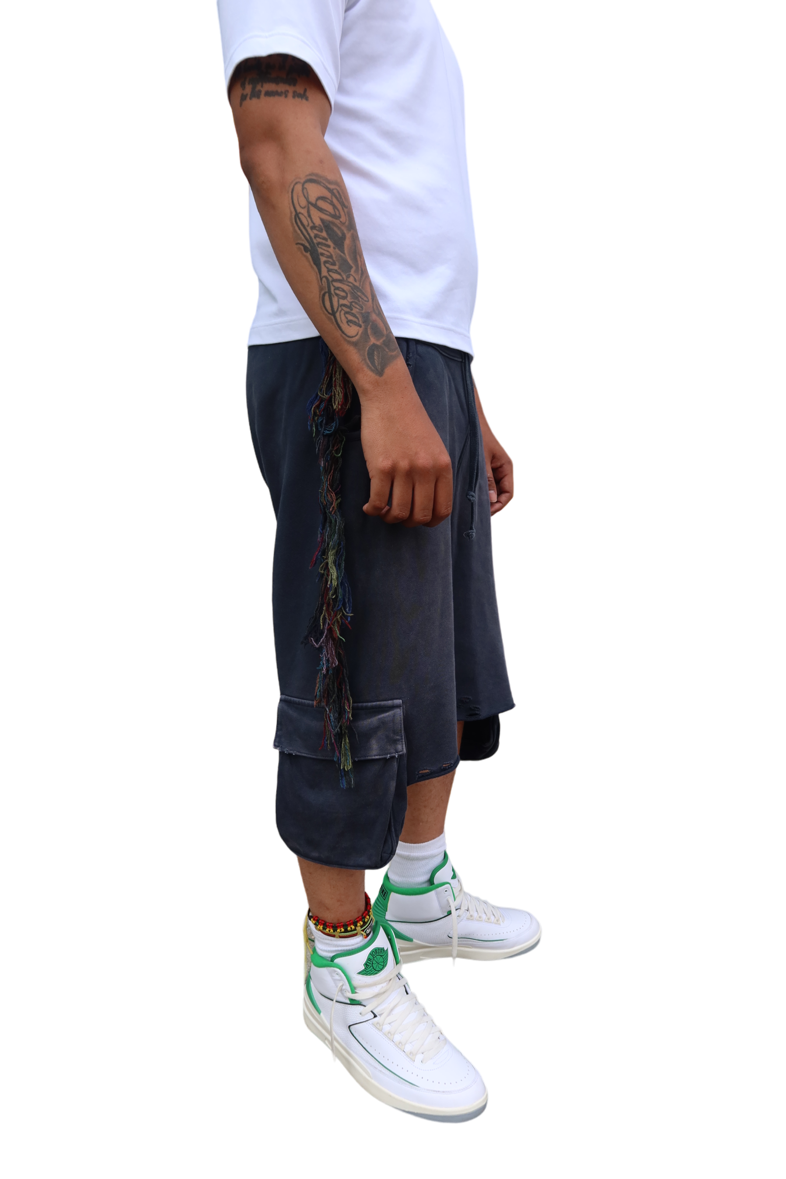 Alchemist fringed-stripe shorts